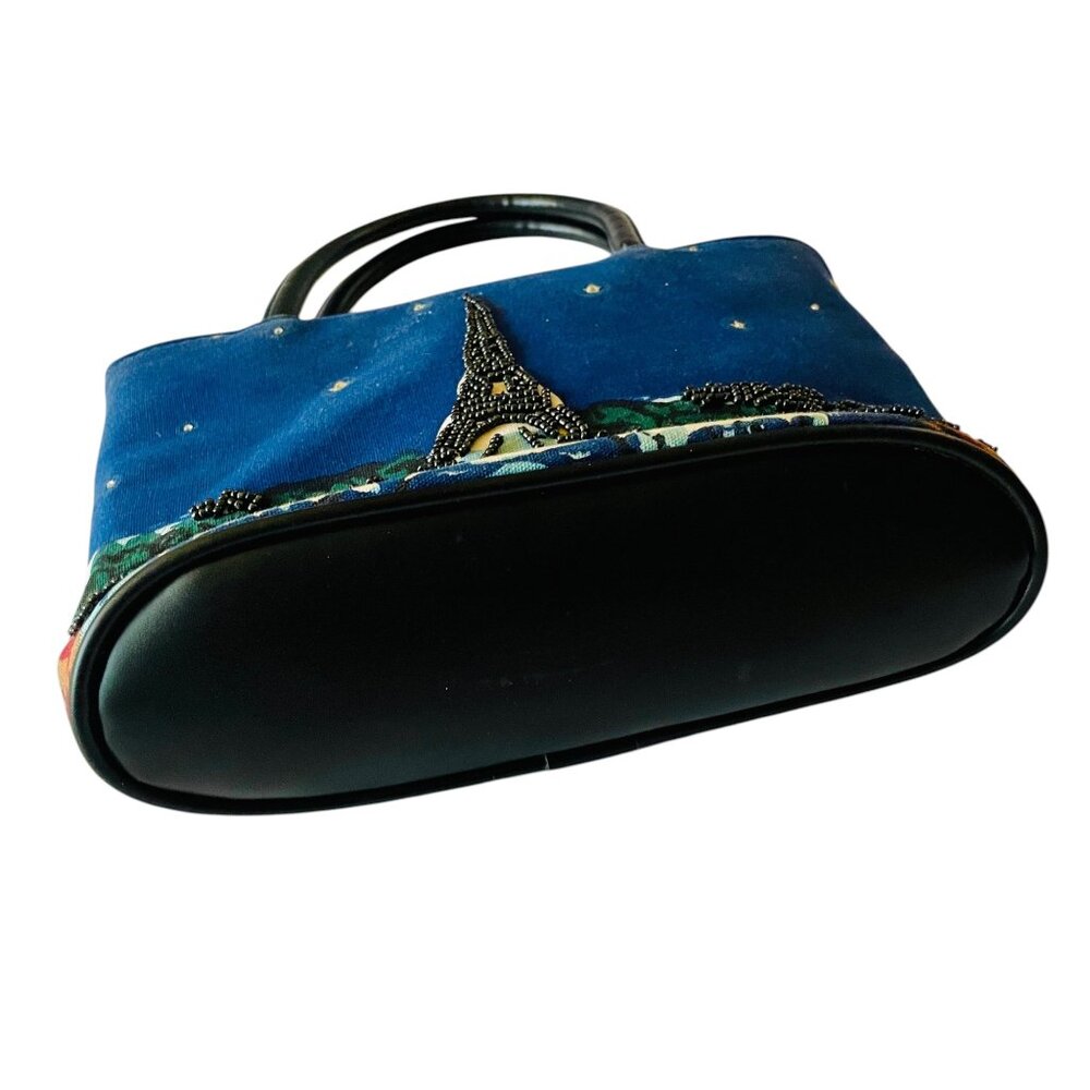 Charming vintage beaded Paris + Eiffel tower Starry Night Art crossbody bag Y2K - Picture 4 of 11